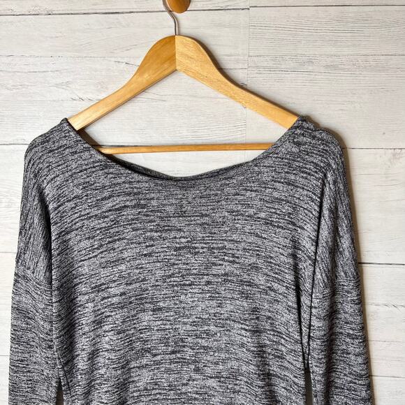 Athleta Top Womens Size XS Gray & Navy Pose Open T Back Draped Sweater Oversized - Picture 9 of 16